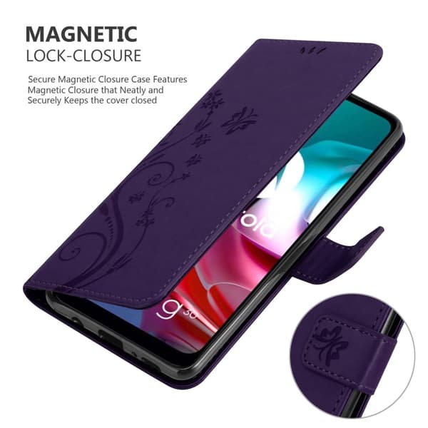 Deksel til Motorola MOTO G10 / G30 Lommebokdeksel i blomster design med magnetisk lukking, stativfunksjon og kortplasser