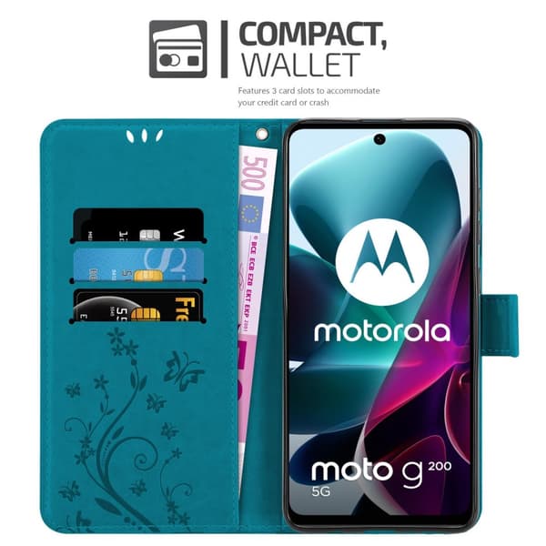 Motorola MOTO G200 5G Pungetui Cover Blomster ()