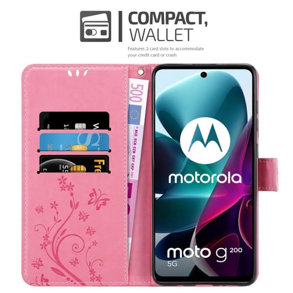 Motorola MOTO G200 5G Pungetui Cover Blomster ()