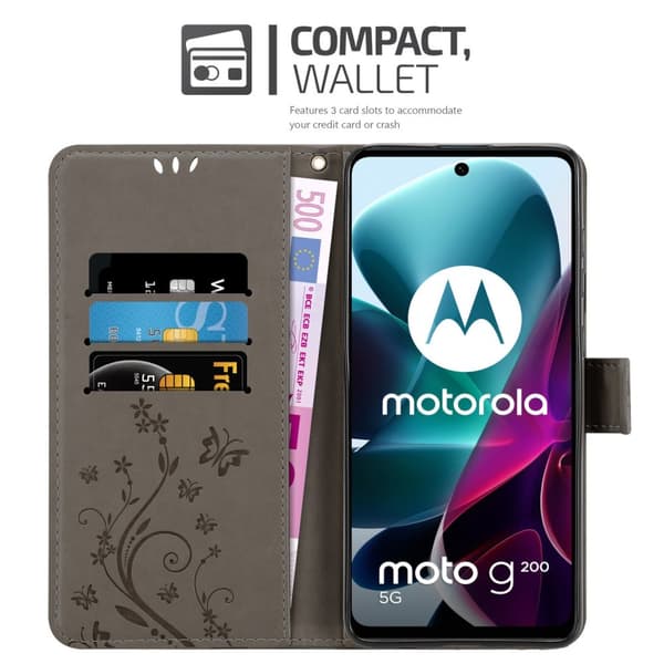 Motorola MOTO G200 5G Pungetui Cover Blomster ()