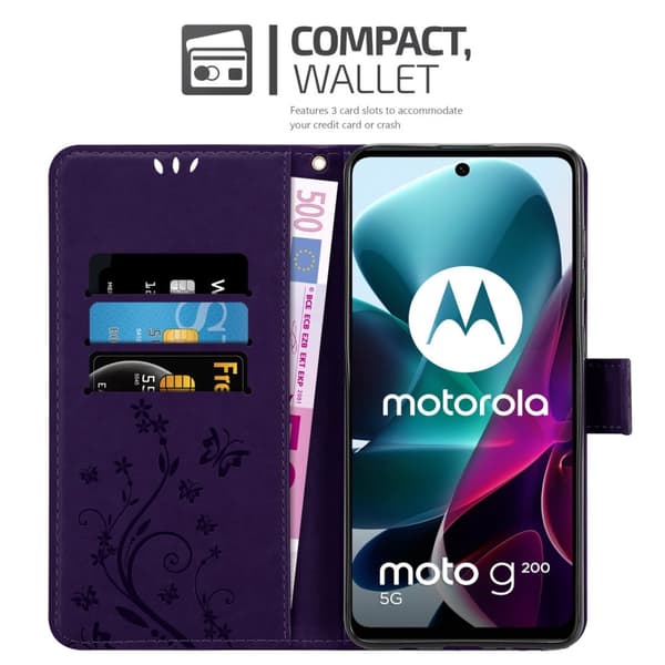 Motorola MOTO G200 5G Pungetui Cover Blomster ()