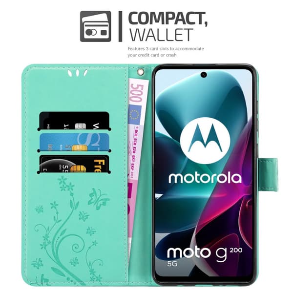 Motorola MOTO G200 5G Pungetui Cover Blomster ()