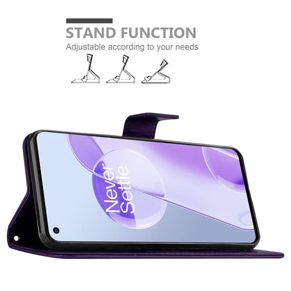 Deksel til OnePlus 9RT 5G Lommebokdeksel i blomster design med magnetisk lukking, stativfunksjon og kortplasser