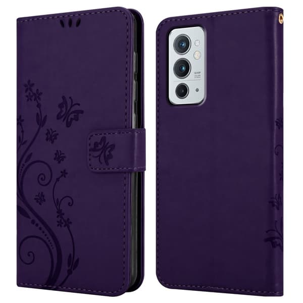 Deksel til OnePlus 9RT 5G Lommebokdeksel i blomster design med magnetisk lukking, stativfunksjon og kortplasser