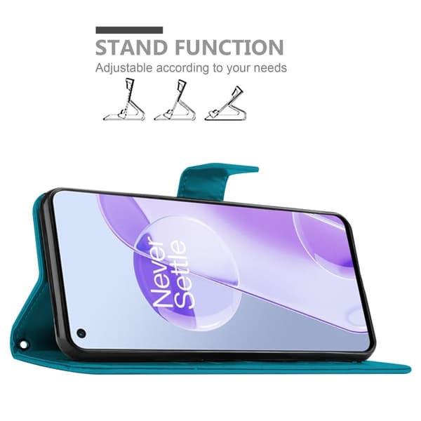 Deksel til OnePlus 9RT 5G Lommebokdeksel i blomster design med magnetisk lukking, stativfunksjon og kortplasser