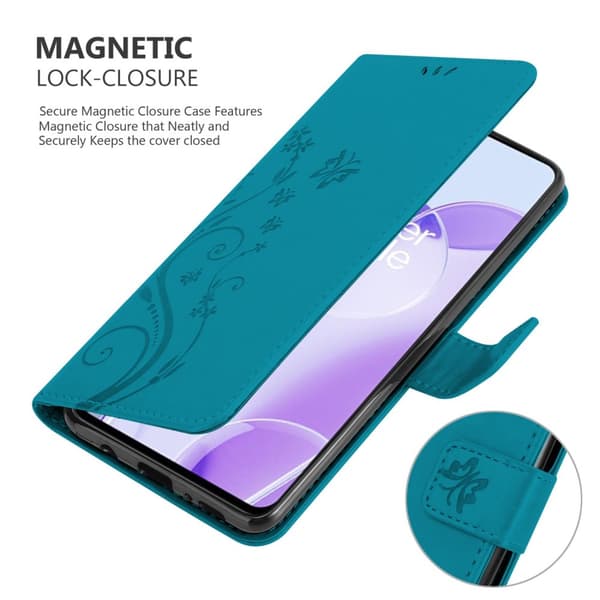Deksel til OnePlus 9RT 5G Lommebokdeksel i blomster design med magnetisk lukking, stativfunksjon og kortplasser