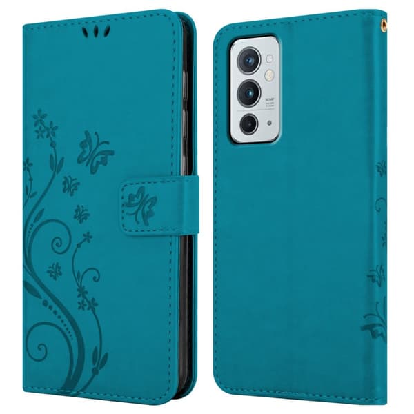 Deksel til OnePlus 9RT 5G Lommebokdeksel i blomster design med magnetisk lukking, stativfunksjon og kortplasser