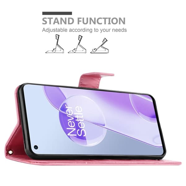 Deksel til OnePlus 9RT 5G Lommebokdeksel i blomster design med magnetisk lukking, stativfunksjon og kortplasser