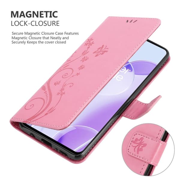 Deksel til OnePlus 9RT 5G Lommebokdeksel i blomster design med magnetisk lukking, stativfunksjon og kortplasser