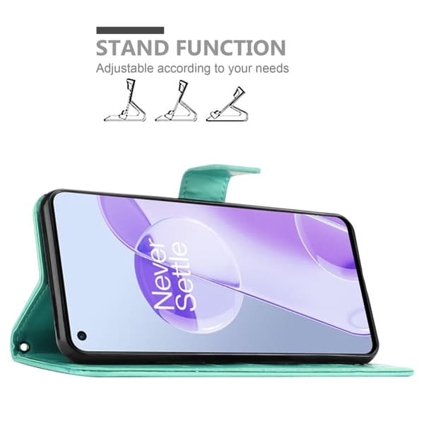 Deksel til OnePlus 9RT 5G Lommebokdeksel i blomster design med magnetisk lukking, stativfunksjon og kortplasser
