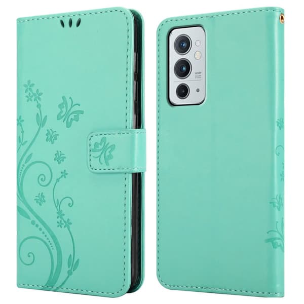 Deksel til OnePlus 9RT 5G Lommebokdeksel i blomster design med magnetisk lukking, stativfunksjon og kortplasser