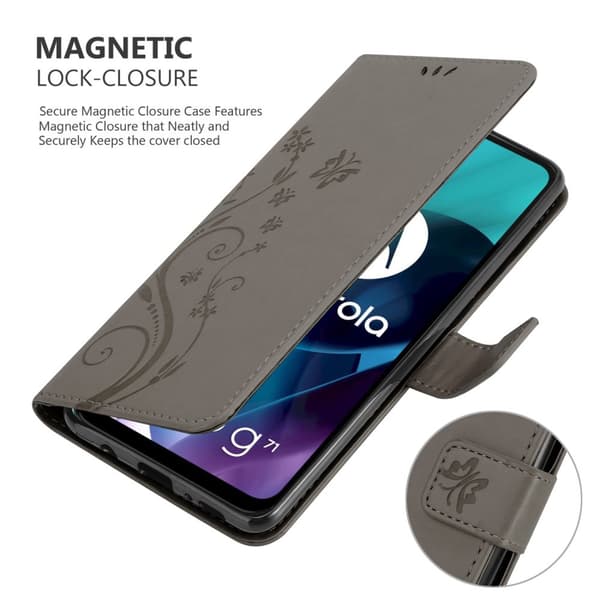 Motorola MOTO G71 5G Skal Fodral i blomdesign Mobilskydd Case Cover med magnetisk stängning, ståfunktion och kortplatser