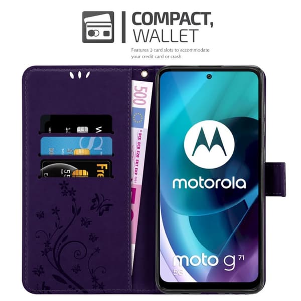 Motorola MOTO G71 5G Skal Fodral i blomdesign Mobilskydd Case Cover med magnetisk stängning, ståfunktion och kortplatser