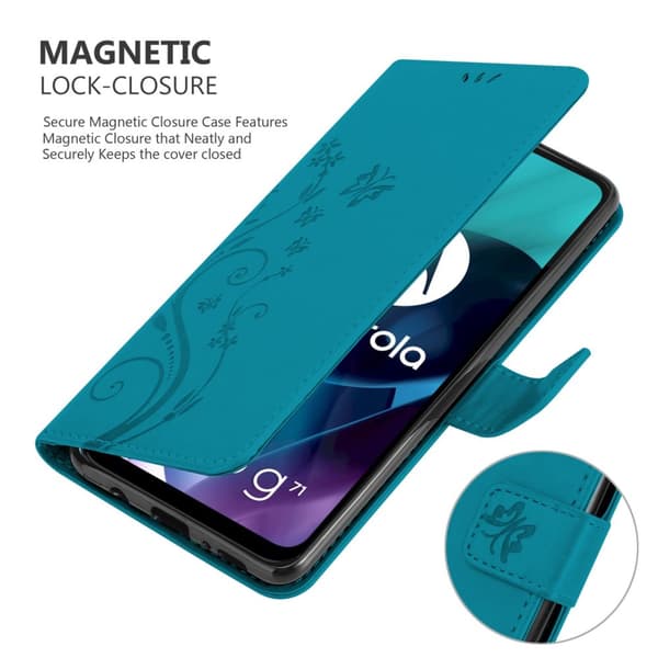 Motorola MOTO G71 5G Skal Fodral i blomdesign Mobilskydd Case Cover med magnetisk stängning, ståfunktion och kortplatser