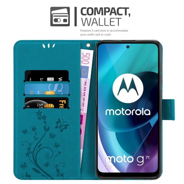 Motorola MOTO G71 5G Skal Fodral i blomdesign Mobilskydd Case Cover med magnetisk stängning, ståfunktion och kortplatser