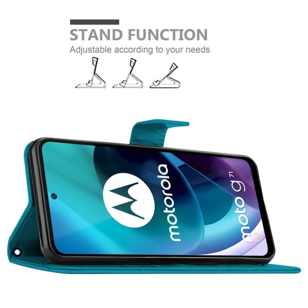 Motorola MOTO G71 5G Skal Fodral i blomdesign Mobilskydd Case Cover med magnetisk stängning, ståfunktion och kortplatser