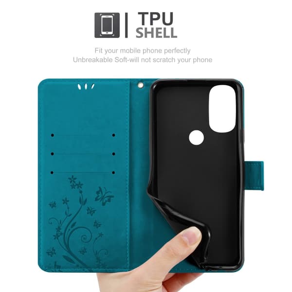 Motorola MOTO G71 5G Skal Fodral i blomdesign Mobilskydd Case Cover med magnetisk stängning, ståfunktion och kortplatser