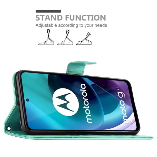Motorola MOTO G71 5G Skal Fodral i blomdesign Mobilskydd Case Cover med magnetisk stängning, ståfunktion och kortplatser