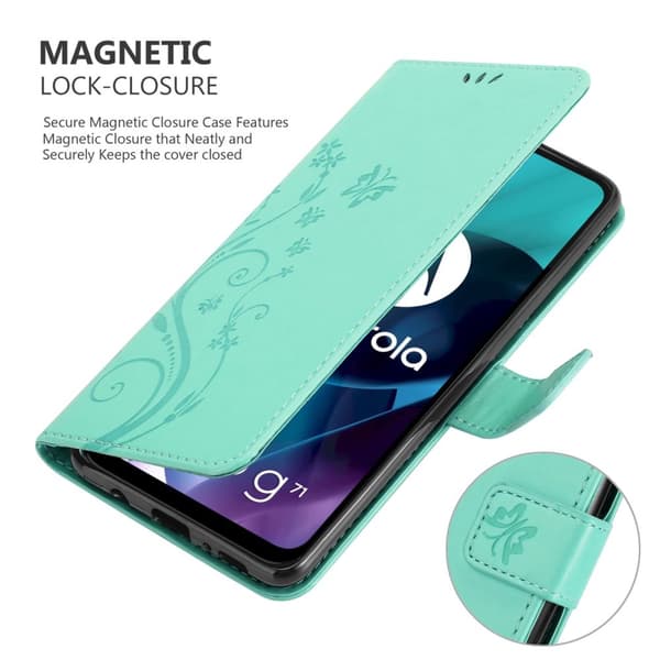 Motorola MOTO G71 5G Skal Fodral i blomdesign Mobilskydd Case Cover med magnetisk stängning, ståfunktion och kortplatser