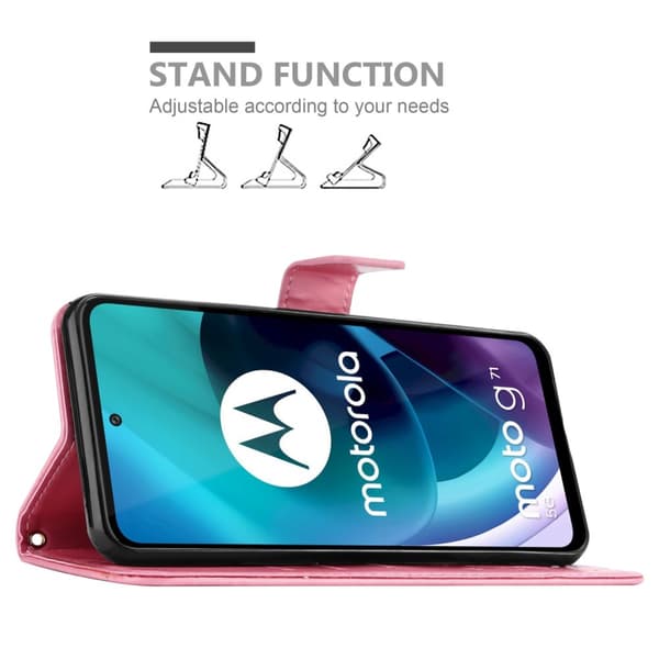 Motorola MOTO G71 5G Skal Fodral i blomdesign Mobilskydd Case Cover med magnetisk stängning, ståfunktion och kortplatser