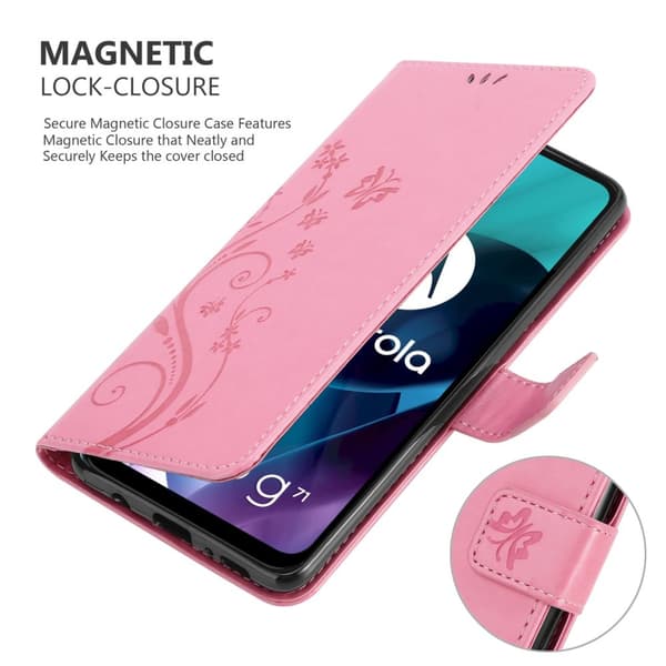 Motorola MOTO G71 5G Skal Fodral i blomdesign Mobilskydd Case Cover med magnetisk stängning, ståfunktion och kortplatser