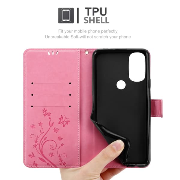 Motorola MOTO G71 5G Skal Fodral i blomdesign Mobilskydd Case Cover med magnetisk stängning, ståfunktion och kortplatser