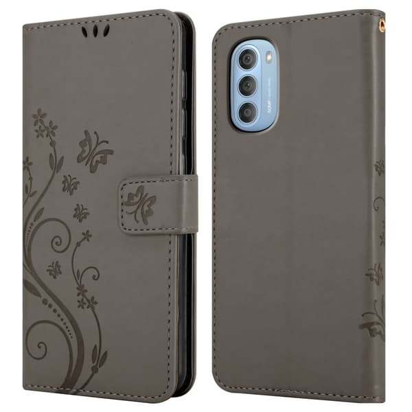 Deksel til Motorola MOTO G51 5G Lommebokdeksel i blomster design med magnetisk lukking, stativfunksjon og kortplasser