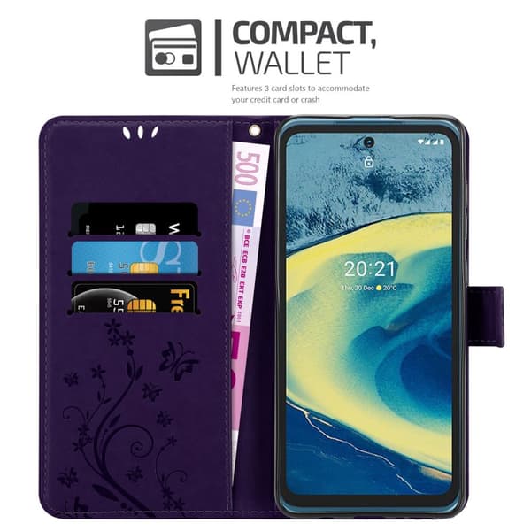 Deksel til Nokia XR20 Lommebokdeksel i blomster design med magnetisk lukking, stativfunksjon og kortplasser