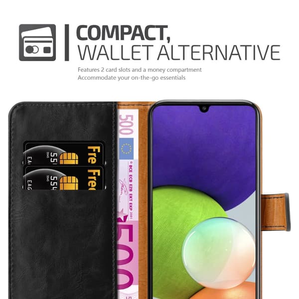 Deksel til Samsung Galaxy A22 4G / M22 / M32 4G Lommebokdeksel med magnetisk lukking, stativfunksjon og kortlomme