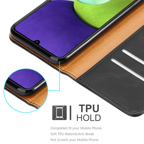 Deksel til Samsung Galaxy A22 4G / M22 / M32 4G Lommebokdeksel med magnetisk lukking, stativfunksjon og kortlomme