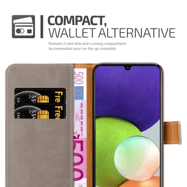 Deksel til Samsung Galaxy A22 4G / M22 / M32 4G Lommebokdeksel med magnetisk lukking, stativfunksjon og kortlomme