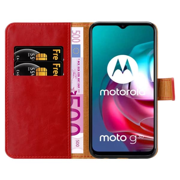Motorola MOTO G10 / G30 Suojakotelo Suojakuori Lompakkokotelo Matkapuhelinkotelo jossa magneettisuljenta, jalusta-toiminto ja korttitasku