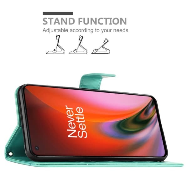 Deksel til OnePlus Nord 2 5G Lommebokdeksel i blomster design med magnetisk lukking, stativfunksjon og kortplasser