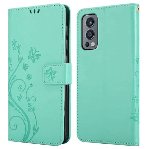 Deksel til OnePlus Nord 2 5G Lommebokdeksel i blomster design med magnetisk lukking, stativfunksjon og kortplasser