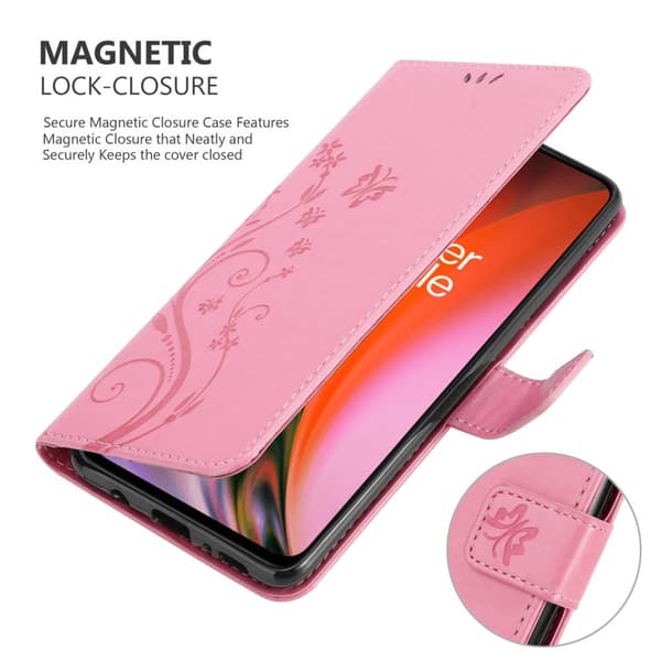Deksel til OnePlus Nord 2 5G Lommebokdeksel i blomster design med magnetisk lukking, stativfunksjon og kortplasser