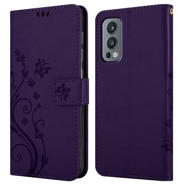 Deksel til OnePlus Nord 2 5G Lommebokdeksel i blomster design med magnetisk lukking, stativfunksjon og kortplasser