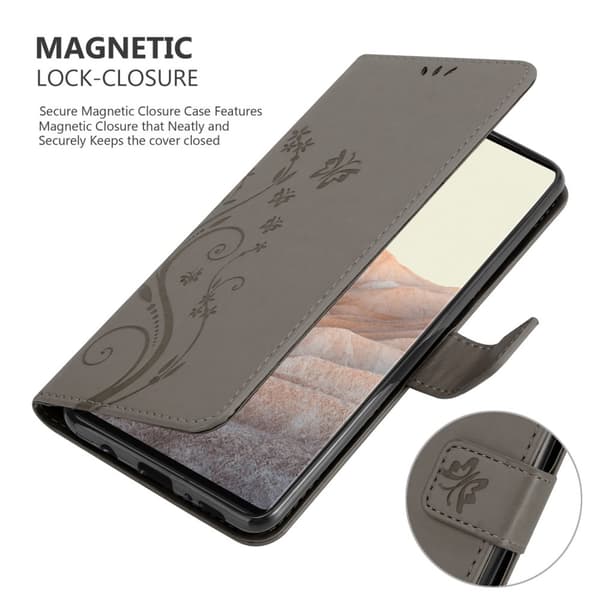 Google PIXEL 6 PRO Skal Fodral i blomdesign Mobilskydd Case Cover med magnetisk stängning, ståfunktion och kortplatser