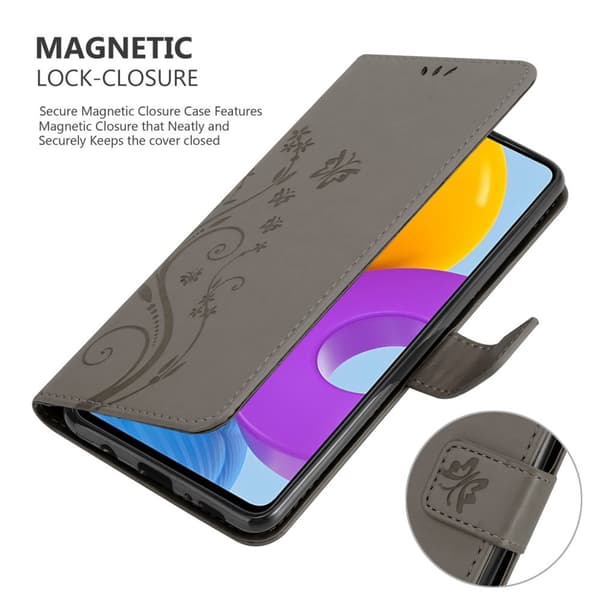 Deksel til Samsung Galaxy M52 5G Lommebokdeksel i blomster design med magnetisk lukking, stativfunksjon og kortplasser