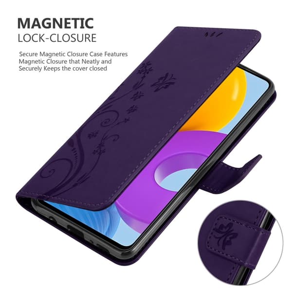 Deksel til Samsung Galaxy M52 5G Lommebokdeksel i blomster design med magnetisk lukking, stativfunksjon og kortplasser