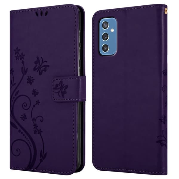 Deksel til Samsung Galaxy M52 5G Lommebokdeksel i blomster design med magnetisk lukking, stativfunksjon og kortplasser