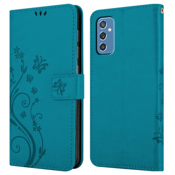 Deksel til Samsung Galaxy M52 5G Lommebokdeksel i blomster design med magnetisk lukking, stativfunksjon og kortplasser