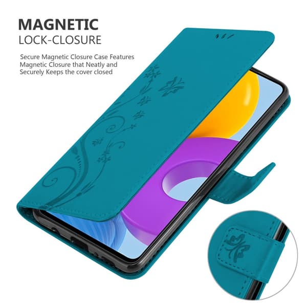 Deksel til Samsung Galaxy M52 5G Lommebokdeksel i blomster design med magnetisk lukking, stativfunksjon og kortplasser