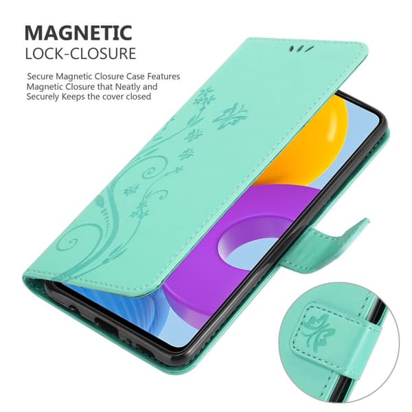 Deksel til Samsung Galaxy M52 5G Lommebokdeksel i blomster design med magnetisk lukking, stativfunksjon og kortplasser