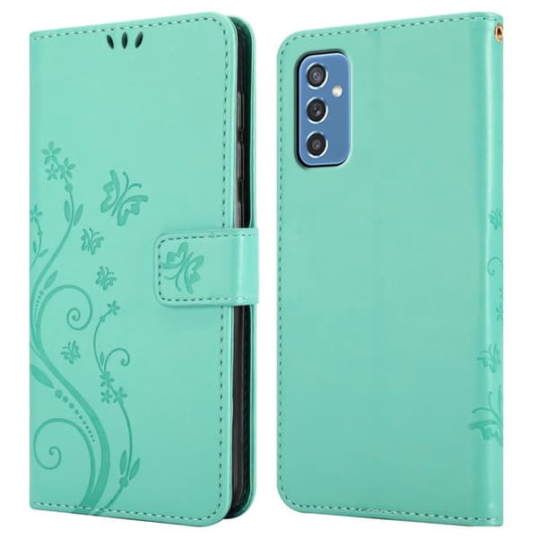 Deksel til Samsung Galaxy M52 5G Lommebokdeksel i blomster design med magnetisk lukking, stativfunksjon og kortplasser