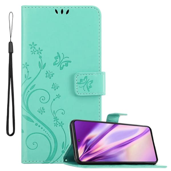 Deksel til Samsung Galaxy M52 5G Lommebokdeksel i blomster design med magnetisk lukking, stativfunksjon og kortplasser