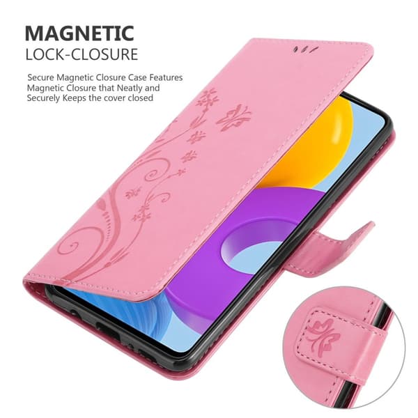 Deksel til Samsung Galaxy M52 5G Lommebokdeksel i blomster design med magnetisk lukking, stativfunksjon og kortplasser