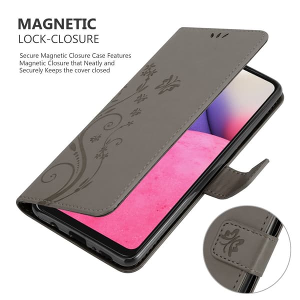 Deksel til Samsung Galaxy A33 5G Lommebokdeksel i blomster design med magnetisk lukking, stativfunksjon og kortplasser