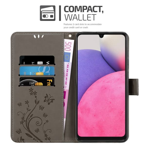 Deksel til Samsung Galaxy A33 5G Lommebokdeksel i blomster design med magnetisk lukking, stativfunksjon og kortplasser