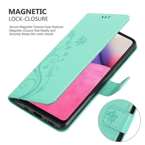 Samsung Galaxy A33 5G Suojakotelo Suojakuori Lompakkokotelo Matkapuhelinkotelo Kukat jossa on magneettisuljenta, jalusta-toiminto ja korttipaikat