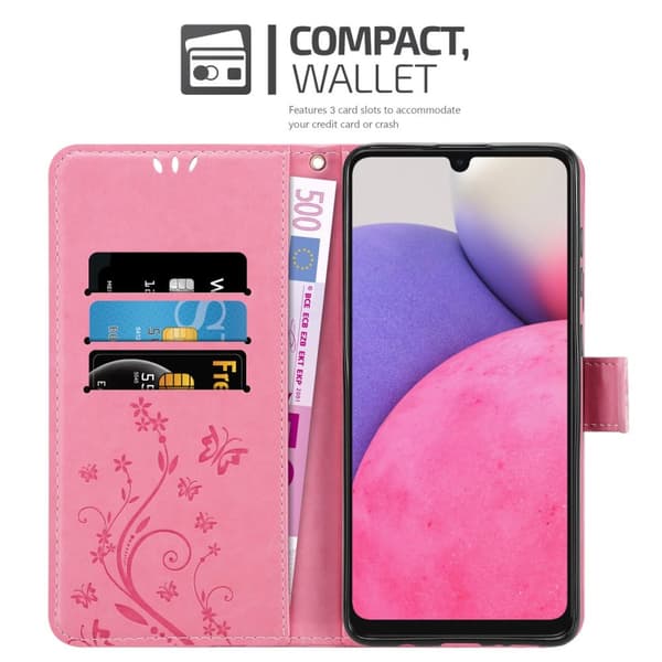 Deksel til Samsung Galaxy A33 5G Lommebokdeksel i blomster design med magnetisk lukking, stativfunksjon og kortplasser